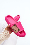 Women's Lightweight Foam Slippers with Bear Motif Fuchsia Parisso