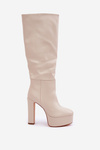 Heeled And Platform Boots Made Of Eco Leather Light Beige Felilorn