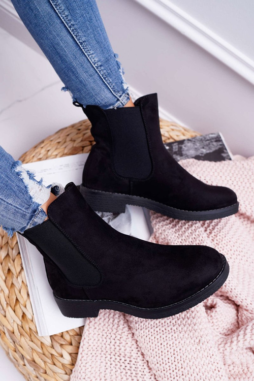 Women's Suede Stiletto Boots Black 8BT35-0585