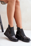 Leather Wedge Ankle Boots D&A Black MR880-137