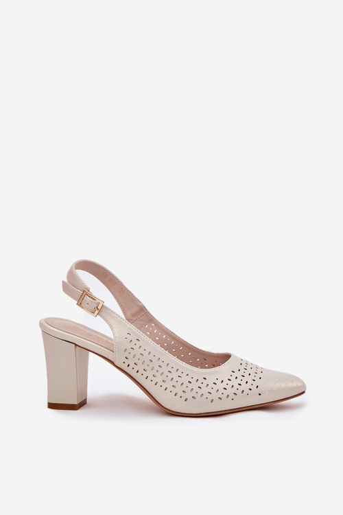 Perforated Sandals With Pointed Toes On A Heel Sergio Leone SK163 Pearl