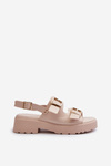 Women's Sandals with Buckles Eco Leather Beige Konanttia