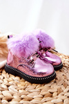 Children's Boots Insulated With Fur Purple Rosea