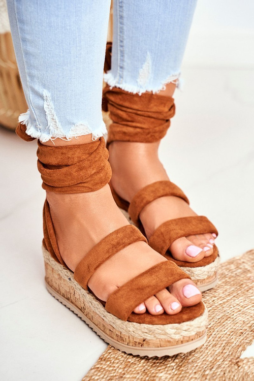 Women's Platform Sandals Tied Camel La Favorite