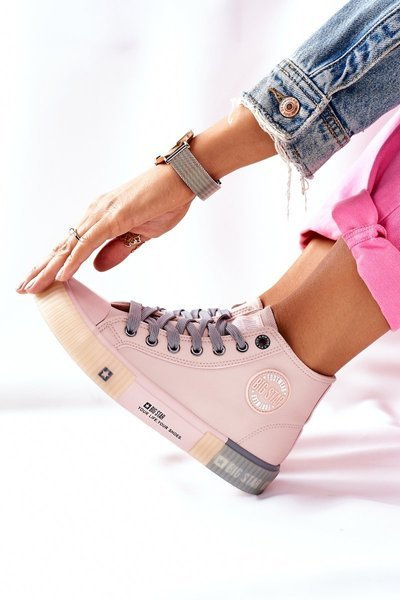 Women's Leather High Sneakers Big Star II274138 Nude