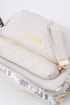 Ladies Quilted Handbag Beige Postbag
