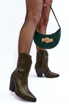 Women's Cowboy Boots On Heel Dark Green Melaitia