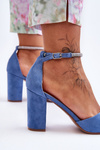 Suede Pumps with Rhinestones Blue Diamond 