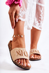 Classic Suede Slippers With Beaded Beige Vayana