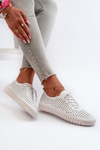 Women's Leather Sneakers with Lacy Pattern White Ilvima