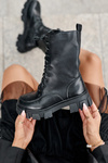 Women's Leather Trapper Boots With Zip Black Igorfa