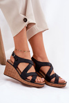 Wedge Sandals For Women Sergio Leone SK223 Black