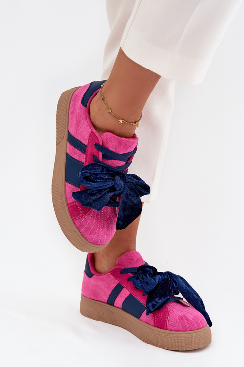 Women's Sneakers With Velvet Bow Fuchsia Ashlyn