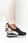 Wedge Sneakers Slip-On Vinceza 10593 Black-Gold