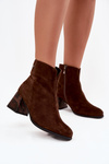 Leather Suede Women's Ankle Boots on Heel Maciejka K7202-02 Chocolate