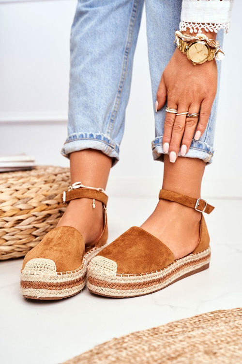 Espadryle Damskie Na Platformie Słomkowe Camel Toca Toca