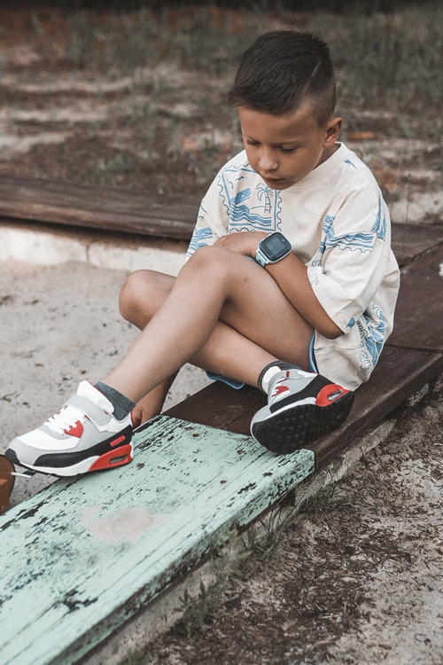 Children's Leather Platform Sports Shoes White-red Lori