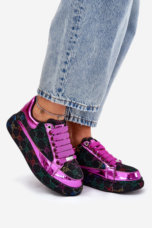 Women's Decorated Sneakers On Platform Black GOE NN2N4006