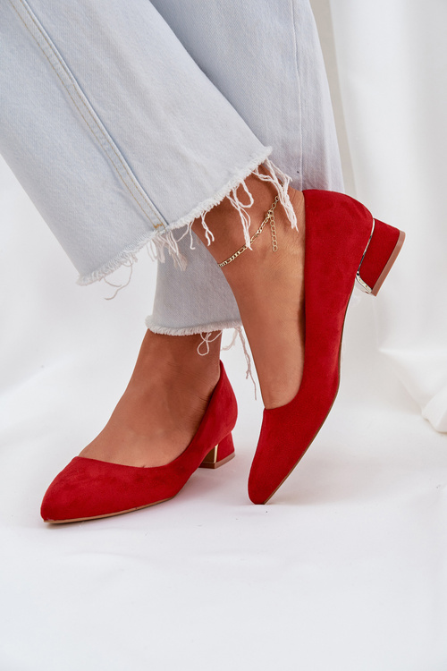 Low Heeled Pumps With Pointed Toes Red Terilara