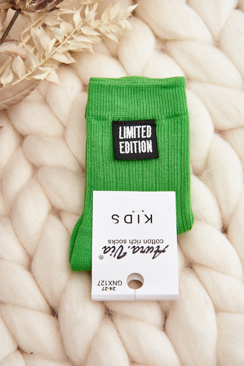 Children's Plain Socks With Green Patch