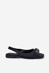 Ladies Flat Sandals With Crystals Black S.Barski KV51-079