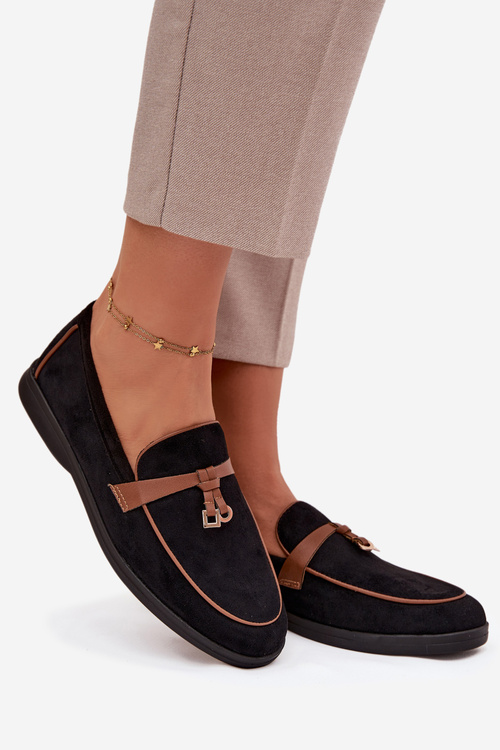 Damskie Mokasyny Loafersy Czarne Darwen
