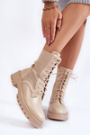 Leather Socks Lace-up Boots Light beige Riston