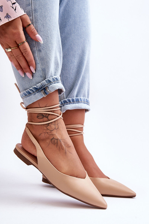 Baleriny Damskie Wiązane Nude Lilly Ann 4074