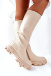 Women's High Black Boots Beige Little Bit