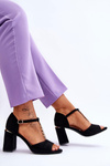 Suede High Heel Sandals With Cubic Zirconia Black Aniya 