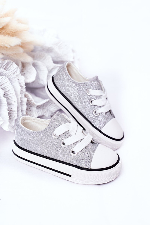 Children's Glitter Sneakers Silver Bling-Bling
