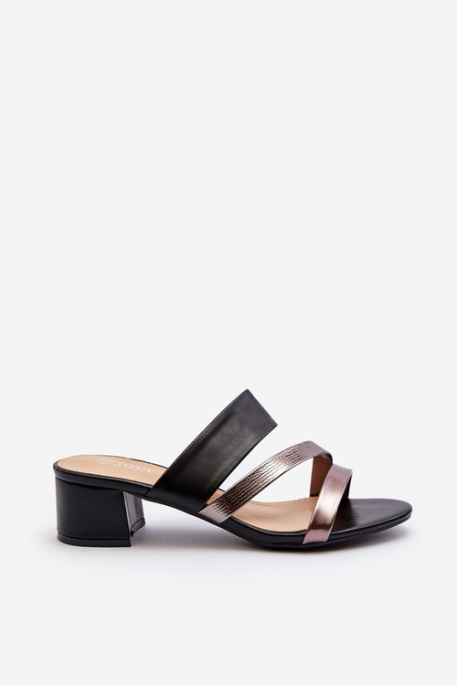 Women's Low Heeled Black Sandals Rosila