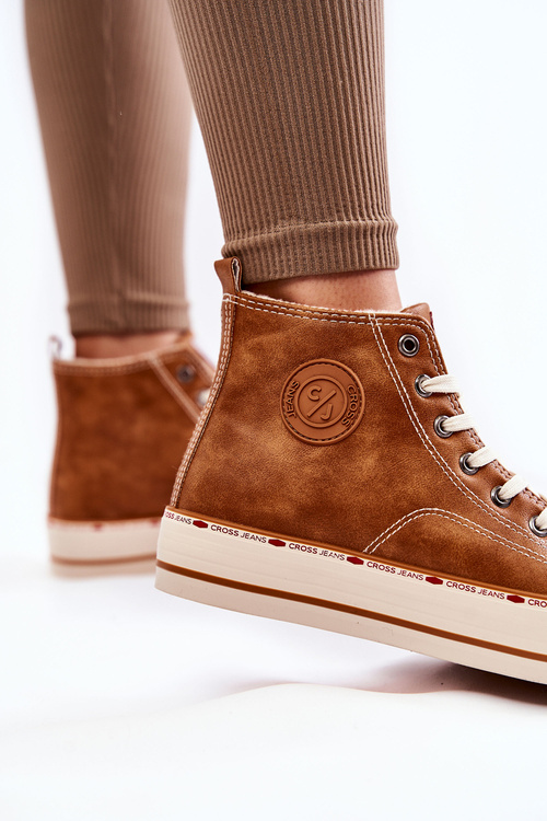 Trampki Damskie Wysokie Ocieplane Cross Jeans Camel KK2R4043C