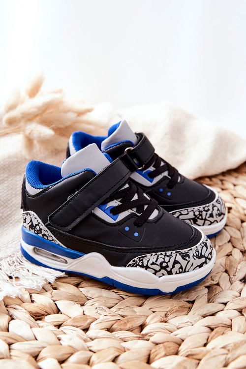 Children's Sport Shoes Black and Blue Linen