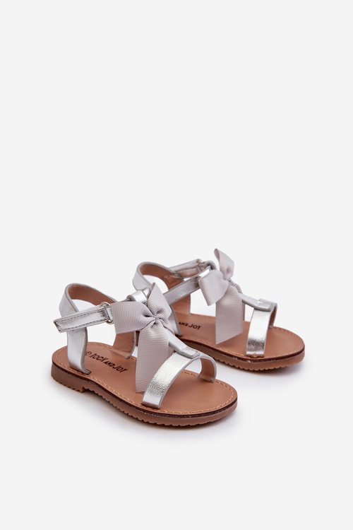 Children's Sandals With Bow on Velcro Silver Joratia
