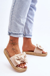 Women's Suede Slippers With Bow Beige Fency