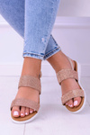 Lu Boo Women's Champagne Sandals With Zircons Perfect