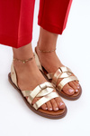 Flat Women's Sandals Made of Eco Leather Vinceza 17347 Gold