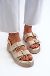 Women's Sandals with Buckles Eco Leather Golden Konanttia