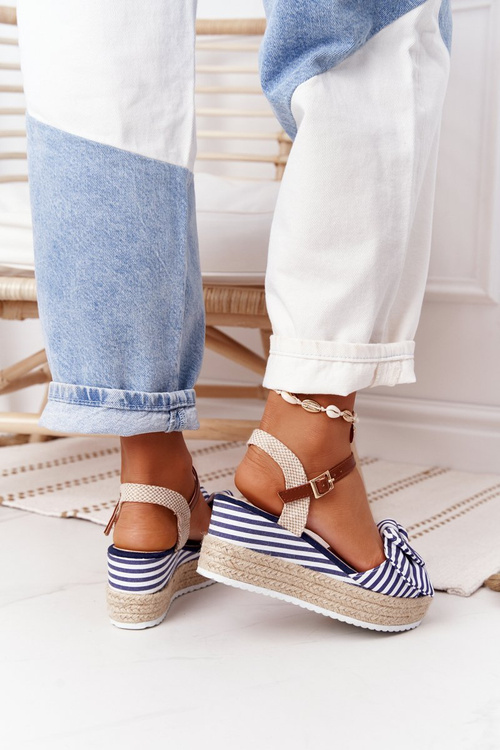 Wedge Sandals In Sailor Style Blue La Isla Bonita