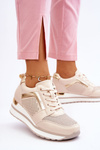 Leather Low Wedge Sports Shoes Beige Braylen