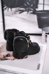 Children's boots with warm fur small bag black Twinkle