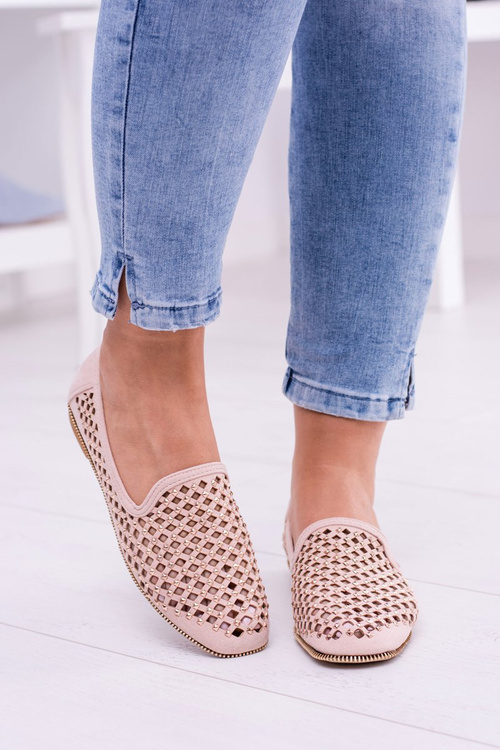 Lu Boo Pink Openwork Ballerina Lords Lords Studs Carmar