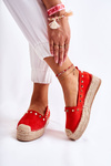Espadryle Damskie Ćwieki Czerwone Laross