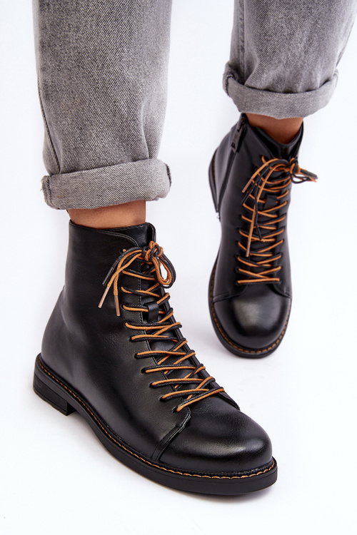 Women's Leather Ankle Boots Black Ethel