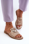 Elegant Shiny Women's Slippers with Decoration S.Barski KV27-032 Gold