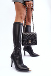 Leather Heeled Boots Black Melisandra