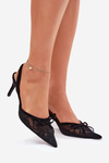 Lace Stiletto Heels With Open Back Black Annivirae
