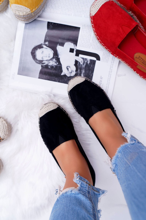 Black Suede Slip-on Espadrilles Mariako