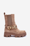 Women's Suede Boots with Chain Beige Nemette